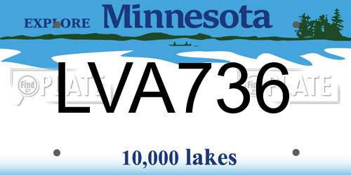 LVA736 Minnesota License Plate