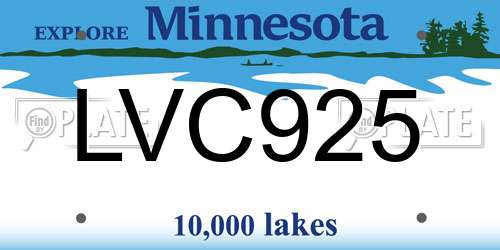 LVC925 Minnesota License Plate