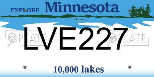 LVE227 Minnesota License Plate
