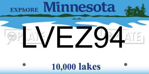 LVEZ94 Minnesota License Plate