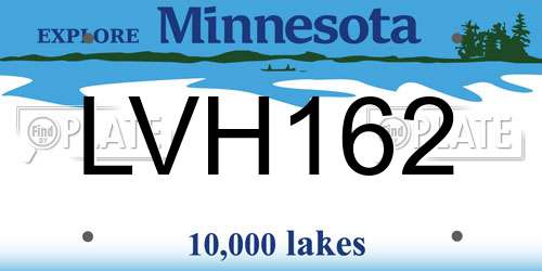 LVH162 Minnesota License Plate