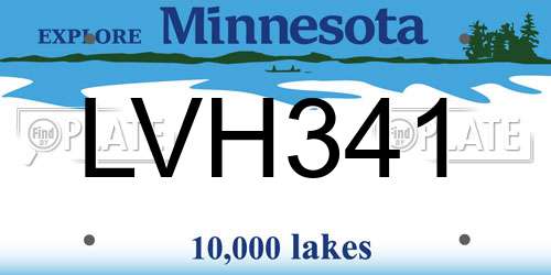 LVH341 Minnesota License Plate
