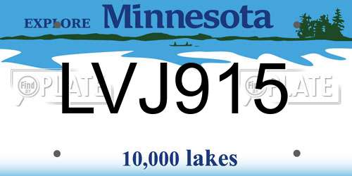 LVJ915 Minnesota License Plate