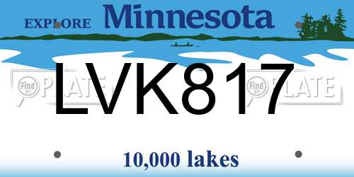 LVK817 Minnesota License Plate