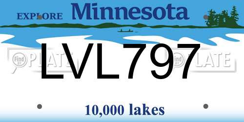 LVL797 Minnesota License Plate