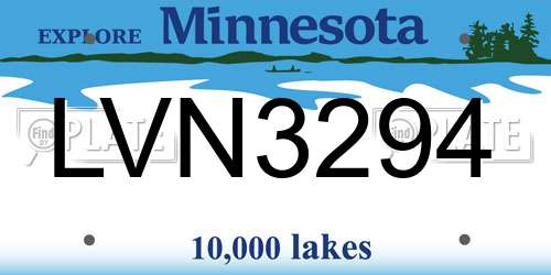 LVN3294 Minnesota License Plate