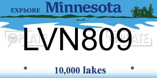 LVN809 Minnesota License Plate