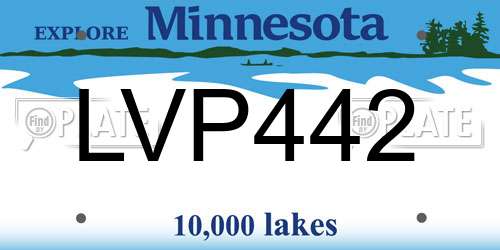 LVP442 Minnesota License Plate