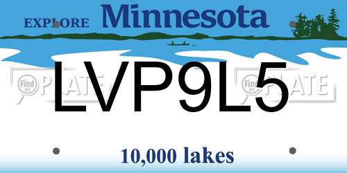 LVP9L5 Minnesota License Plate