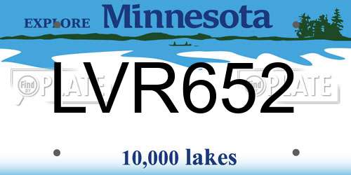 LVR652 Minnesota License Plate