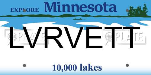 LVRVETT Minnesota License Plate