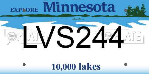 LVS244 Minnesota License Plate