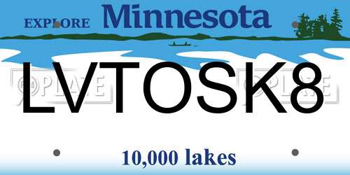 LVTOSK8 Minnesota License Plate