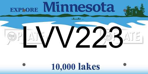 LVV223 Minnesota License Plate
