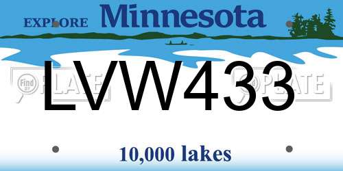 LVW433 Minnesota License Plate