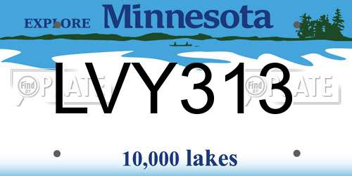 LVY313 Minnesota License Plate