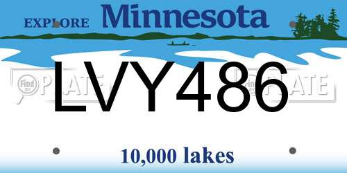 LVY486 Minnesota License Plate