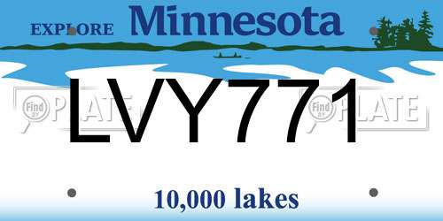 LVY771 Minnesota License Plate