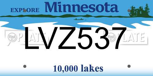 LVZ537 Minnesota License Plate