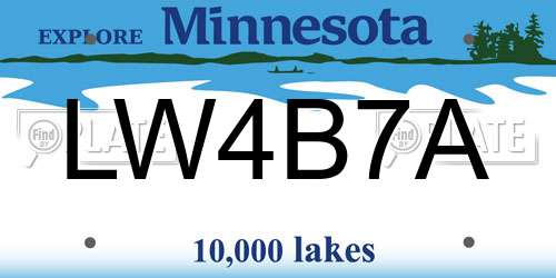 LW4B7A Minnesota License Plate