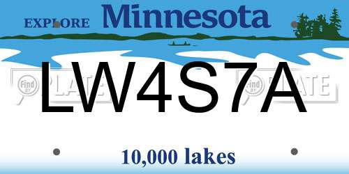 LW4S7A Minnesota License Plate