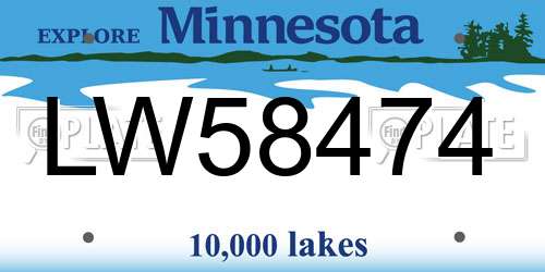 LW58474 Minnesota License Plate