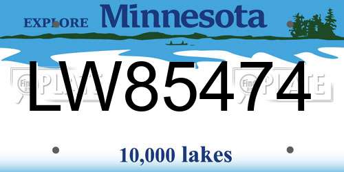 LW85474 Minnesota License Plate
