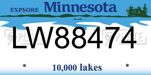 LW88474 Minnesota License Plate