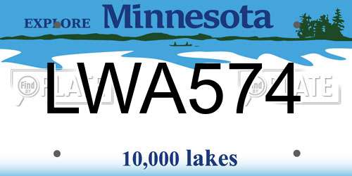 LWA574 Minnesota License Plate