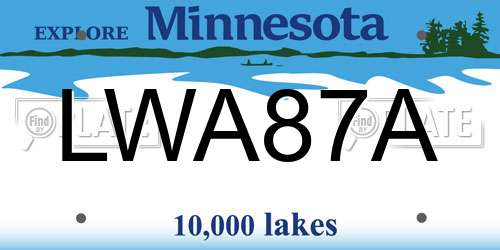 LWA87A Minnesota License Plate