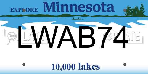 LWAB74 Minnesota License Plate