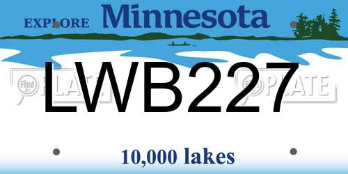 LWB227 Minnesota License Plate