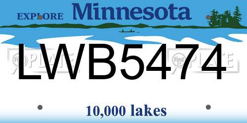 LWB5474 Minnesota License Plate