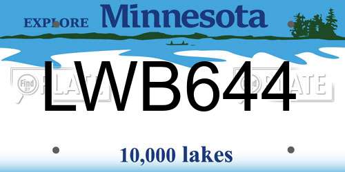 LWB644 Minnesota License Plate