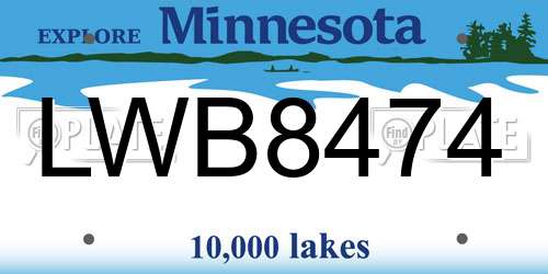 LWB8474 Minnesota License Plate