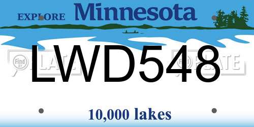 LWD548 Minnesota License Plate