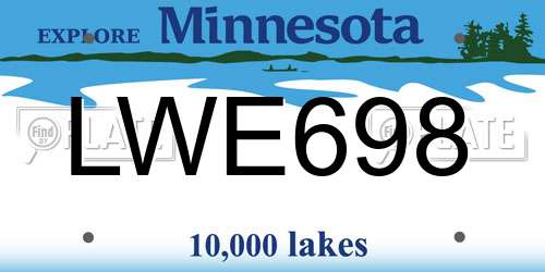 LWE698 Minnesota License Plate