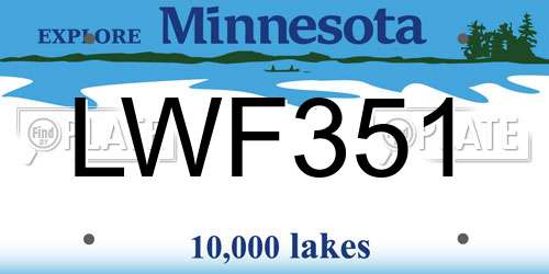 LWF351 Minnesota License Plate