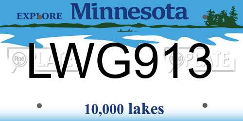 LWG913 Minnesota License Plate