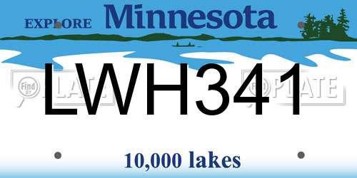 LWH341 Minnesota License Plate