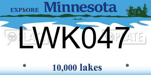 LWK047 Minnesota License Plate