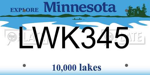 LWK345 Minnesota License Plate