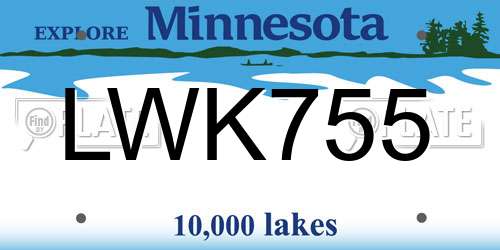 LWK755 Minnesota License Plate