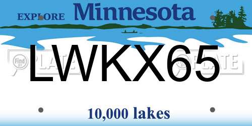 LWKX65 Minnesota License Plate