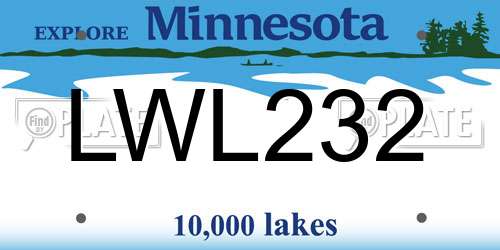 LWL232 Minnesota License Plate