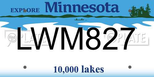 LWM827 Minnesota License Plate