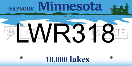 LWR318 Minnesota License Plate