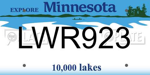 LWR923 Minnesota License Plate