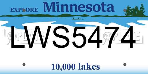 LWS5474 Minnesota License Plate