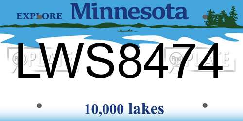 LWS8474 Minnesota License Plate